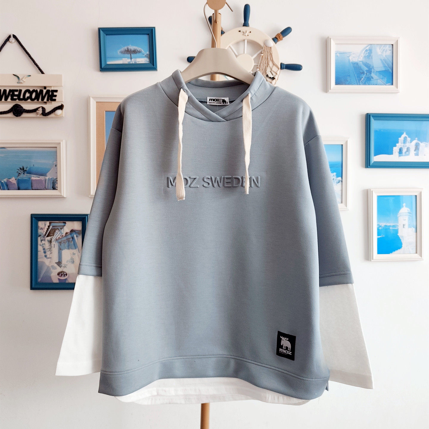 日单MOZ小鹿卫衣女新春款3D印花清新简约百搭拼接优雅风潮流上衣,女装/女士精品,卫衣/绒衫,淘宝优惠券,粉丝福利购,淘宝优惠卷