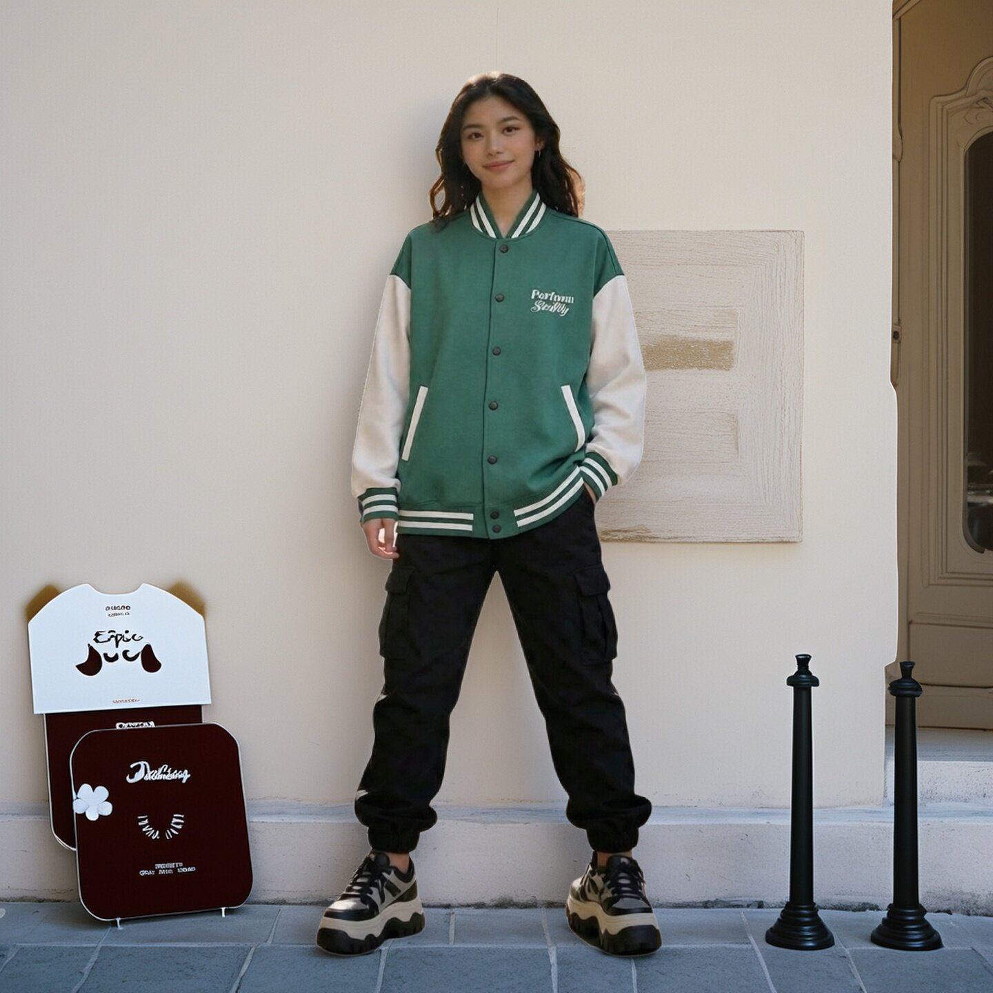日系潮牌棒球服新秋款拼色刺绣外套运动休闲风减龄韩流女装卫衣