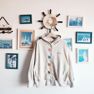 MOZ小鹿甜美休闲风刺绣连帽外套