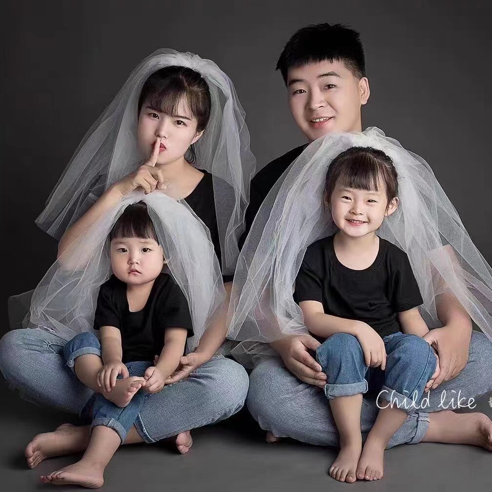 단색 사진관 촬영 부모자식 여름 가족사진 의상 3 4 5인 가족 가족의상 흑백 티셔츠