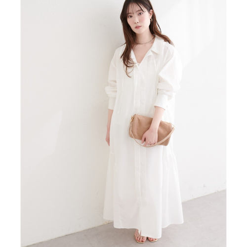 D23048日单新款客供料系带翻边领单排扣宽松女甜美气质衬衫连衣裙