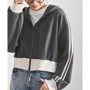 D16021日单新款客供料双头拉链宽松女通勤休闲短款刺绣麂皮绒外套