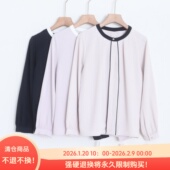 衬衫 D13035日单新款 客供料单粒扣圆领套头微宽松好搭配女气质长袖