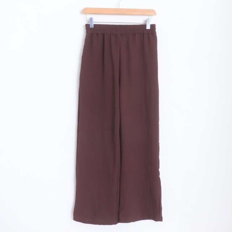 D16007日单新款客供料松紧高腰里抽绳长裤女纯色通勤气质直筒裤