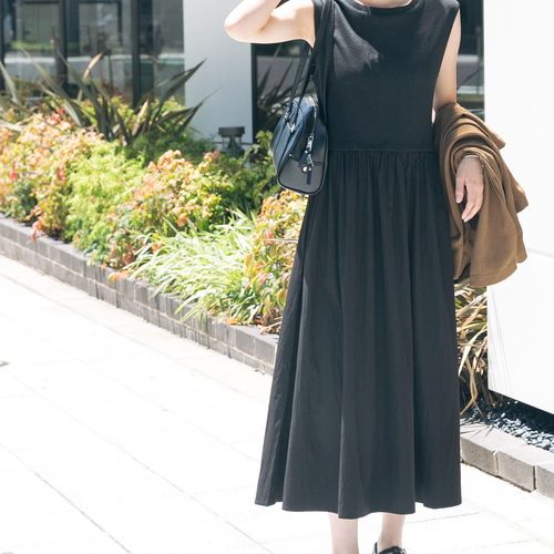 B05021日单UR夏季新款客供料套头松紧腰A字女拼接无袖长款连衣裙