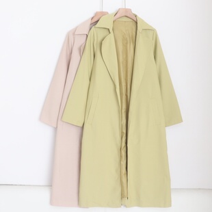 A050109日单贵牌1.5W+客供料通勤气质西装领无扣女长款风衣外套