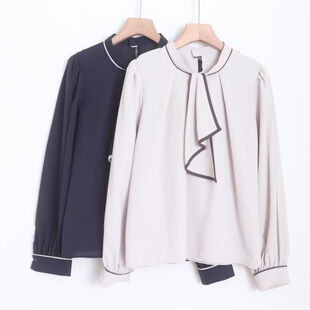 衬衫 D17016日单26年新款 后纽套头宽松领口领带可拆女优雅气质长袖