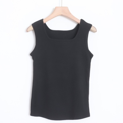 D12010日单新款客供料简洁方领套头弹性好 好搭配女纯色针织背心