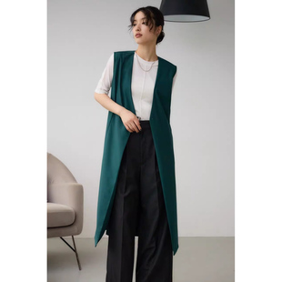 D14038日单新款 马夹 客供料V领可调微宽松显瘦女纯色气质中长款