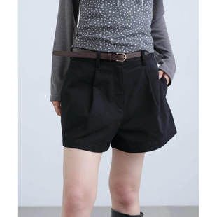 A11036日单夏季7689日元新款客供挂扣高腰微宽松女纯棉简洁短裤