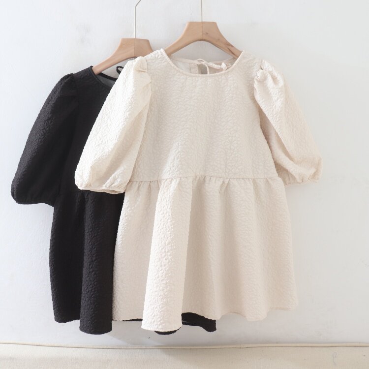 P06009日单春夏新款客供料系带圆领套头微宽松显瘦女气质中长衬衫