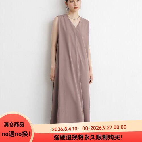 E03079日单夏季新款后纽扣V领套头宽松显瘦女通勤气质无袖连衣裙