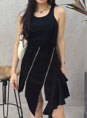 A010115日单夏款贵牌9900日元套头设计款女个性不规则无袖连衣裙
