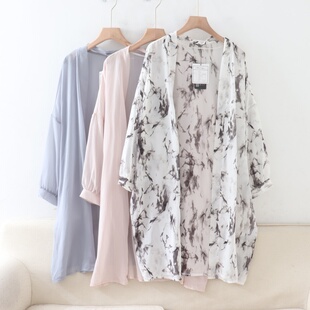 C06037日单新款客供料无扣宽松好搭配女气质轻薄中长开衫外套大码