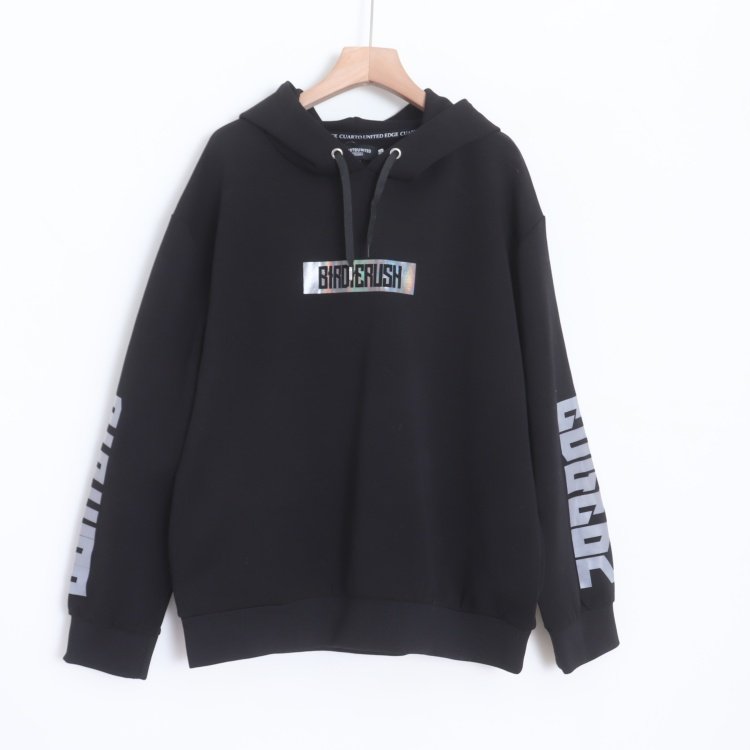 D08023日单秋新款日系客供料连帽套头宽松休闲中性简洁印花卫衣