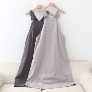 C12066日单贵牌新款客供料宽松显瘦A字裙女纯色休闲可调节背带裙