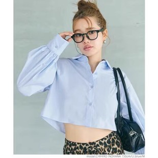 D11031日单新款客供料简洁单排扣宽松显瘦女气质通勤短款长袖衬衫