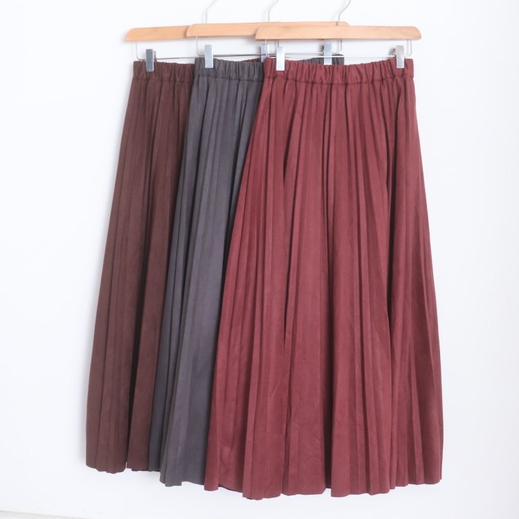 D160111日单新款客供料松紧高腰显瘦A字裙女气质麂皮绒百褶半身裙