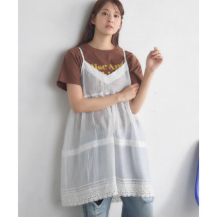 D23022日单春夏新款客供天丝料蕾丝边V领女甜美气质可调节吊带裙
