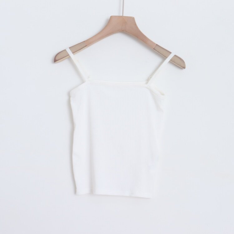 D09099日单新款好搭配方领套头有弹性女纯色简洁可调节吊带背心