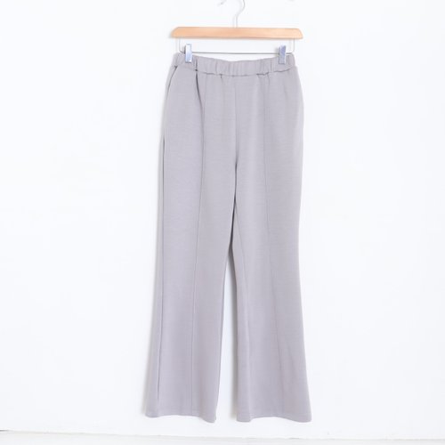 D08017日单NC秋新款客供料简洁松紧高腰长裤女纯色通勤气质微喇裤