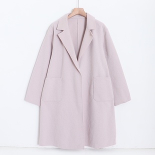 呢子外套 领单按扣宽松女气质双面呢中长款 D06055日单秋冬款 西装
