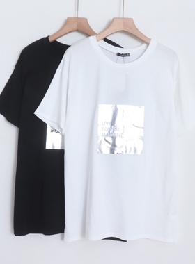 D11041日单新款圆领套头宽松好搭配女简洁休闲字母印花短袖T恤