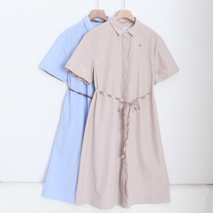 衬衫 单排扣宽松女纯色通勤休闲短袖 连衣裙 新款 D22018日单8250日元