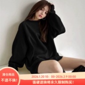 D07087日单新款 GL螺纹圆领套头宽松显瘦女纯色甜美保暖加绒卫衣