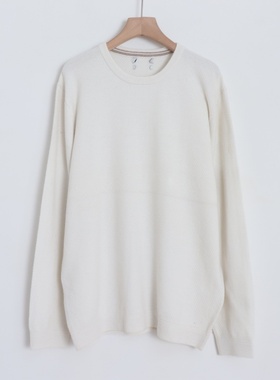 D13006新款女装简洁客供料圆领套头宽松休闲保暖含羊毛华夫格毛衣