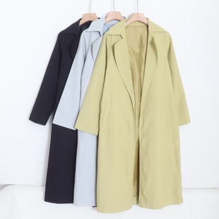 风衣外套 领无扣女长款 D060101日单贵牌1.5W 客供料通勤气质西装