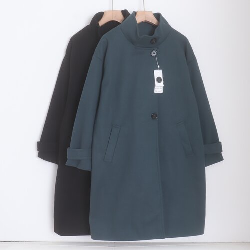 A21043日单秋冬新款两粒扣宽松显瘦保暖女通勤气质长款呢子外套