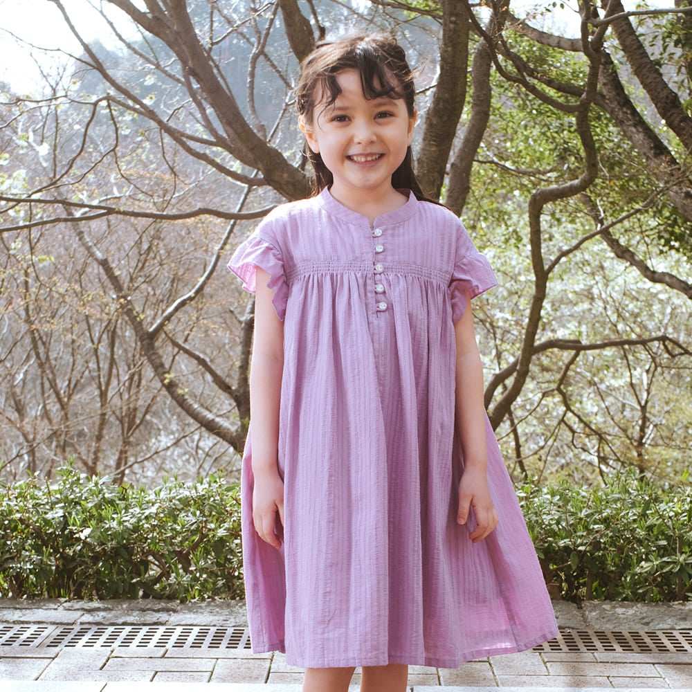 D14060日单新款客供门襟扣圆领宽松显瘦女童甜美纯棉飞飞袖连衣裙,童装/婴儿装/亲子装,连衣裙,淘宝优惠券,粉丝福利购,淘宝优惠卷