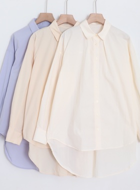 D08035日单新款贵牌客供单排扣宽松女纯色气质休闲中长款长袖衬衫