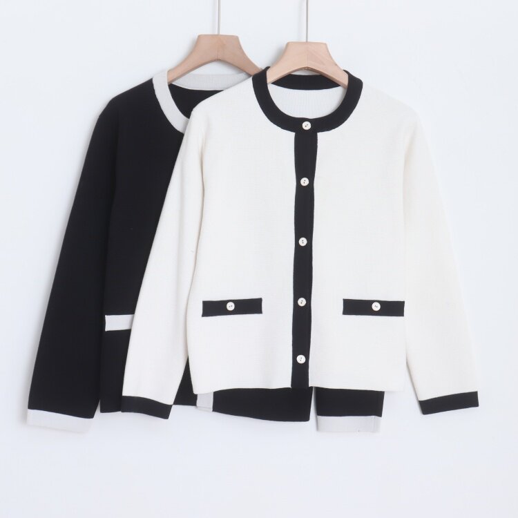 D080116日单9800日元新款客供料含真丝单排扣女气质针织开衫外套