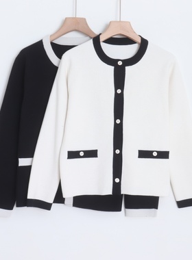 D080116日单9800日元新款客供料含真丝单排扣女气质针织开衫外套