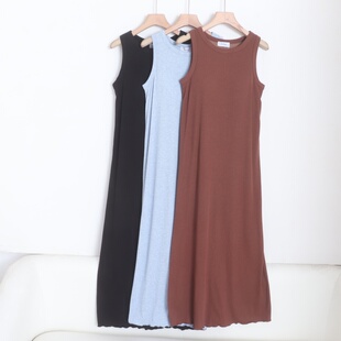 背心裙 显瘦女气质针织长款 D22019日单春夏新款 客供料圆领套头修身