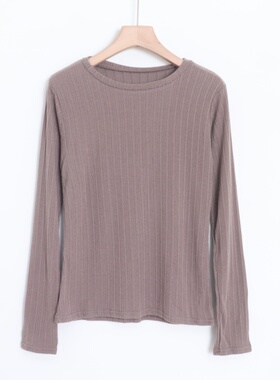 D08097日单秋冬新款圆领套头微宽松显瘦保暖女纯色针织长袖毛衣