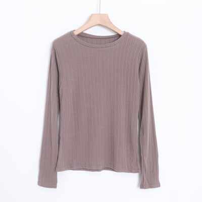 D08097日单秋冬新款圆领套头微宽松显瘦保暖女纯色针织长袖毛衣