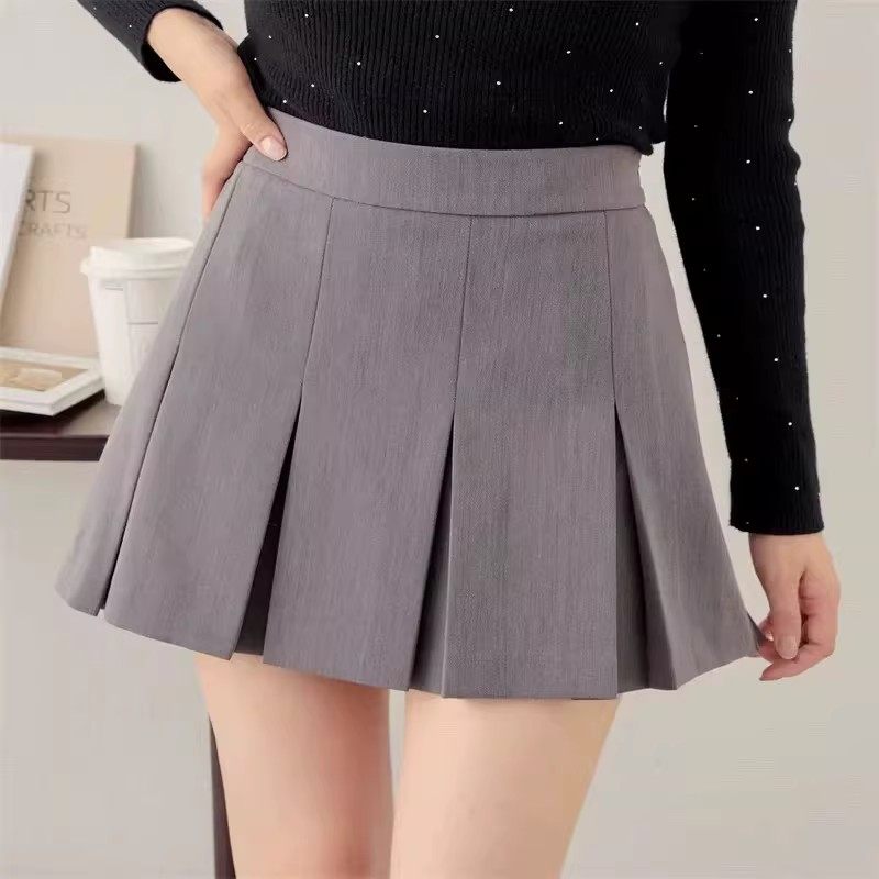 D130117日单新款客供料隐形拉链后松紧高腰短裙女甜美日系半身裙