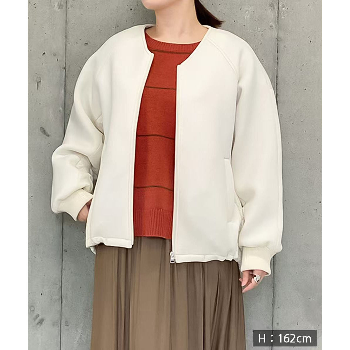 D13040日单贵牌客供秋冬新款拉链圆领宽松拼接加厚保暖女休闲外套