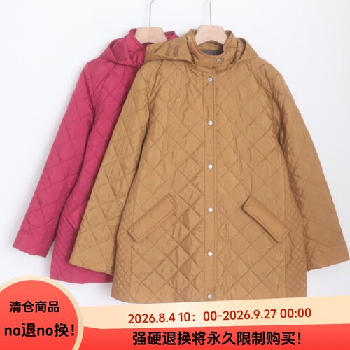 E060124日单贵牌新款客供料单排按扣宽松女休闲连帽可脱卸棉服