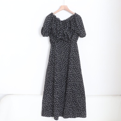 D19069日单新款甜美抽绳系带衬衫+可调节吊带裙圆点两件套连衣裙