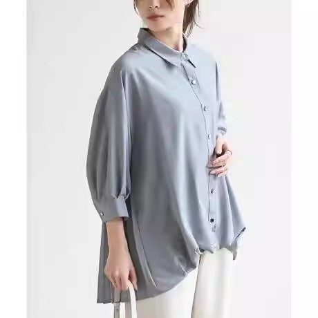 D15047日单客供料单排重工扣宽松显瘦女气质通勤后百褶七分袖衬衫,女装/女士精品,衬衫,淘宝优惠券,粉丝福利购,淘宝优惠卷