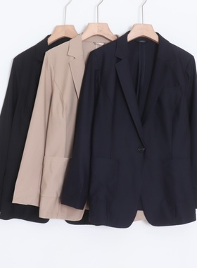 D04025日单秋款客供料简洁单粒扣微宽松显瘦女气质通勤西装外套