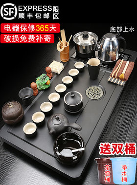 全自动茶盘烧水壶一体底部上水紫砂茶具套装单层茶台简约办公茶海
