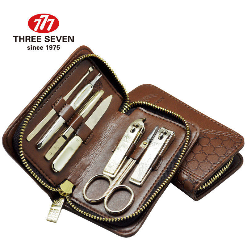 한국수입 777 손톱깎이 세트 손톱깎이 뷰티 케어 조합 7종 세트 NTS-6016G 클래식 브라운