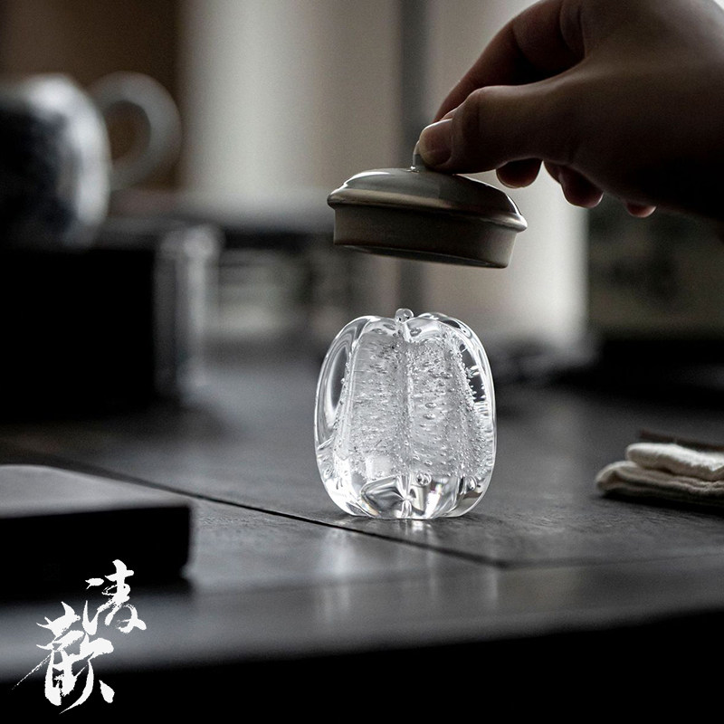 清欢丨饴山非白琉璃南瓜盖置 盖碗托紫砂盖托复古茶台摆件茶配件