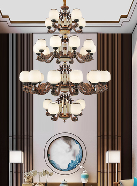 欧式真玉石吊灯封口灯罩防尘蚊客厅 大气别墅复式楼卧室餐厅68107