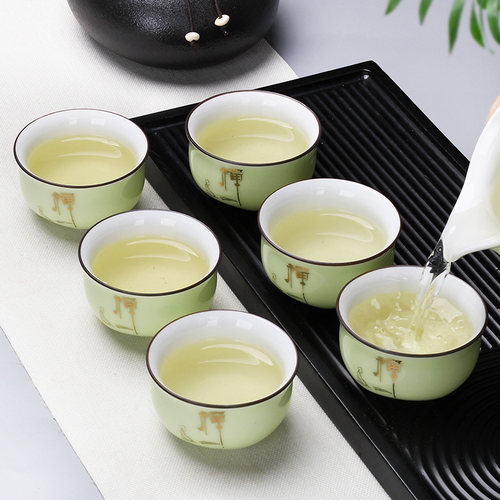豹霖功夫单个紫砂青花瓷小茶杯